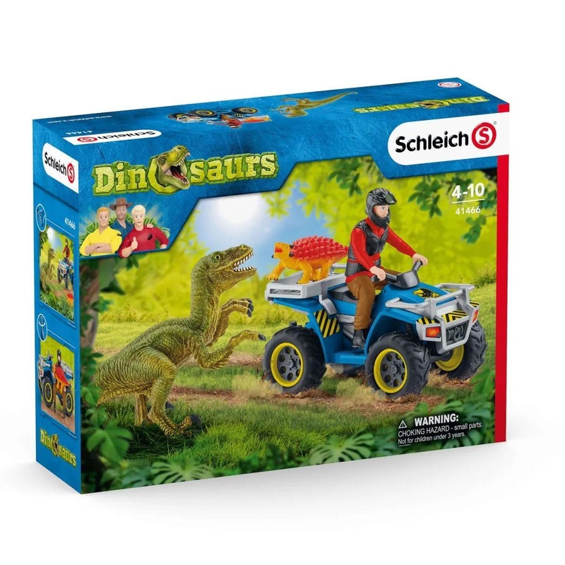 Fuite sur quad face au vlociraptor - Dinosaure