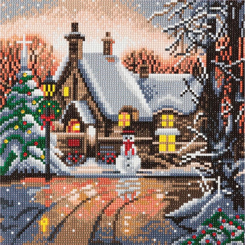 Snowman Cottage - Crystal Art Kit - Medium