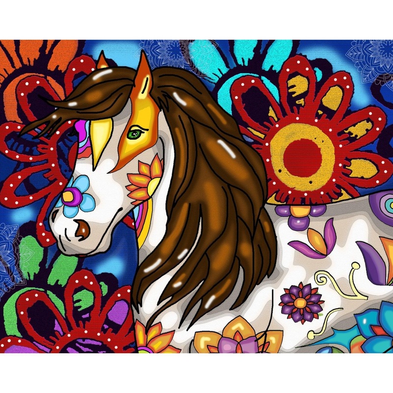 Cheval fleuri