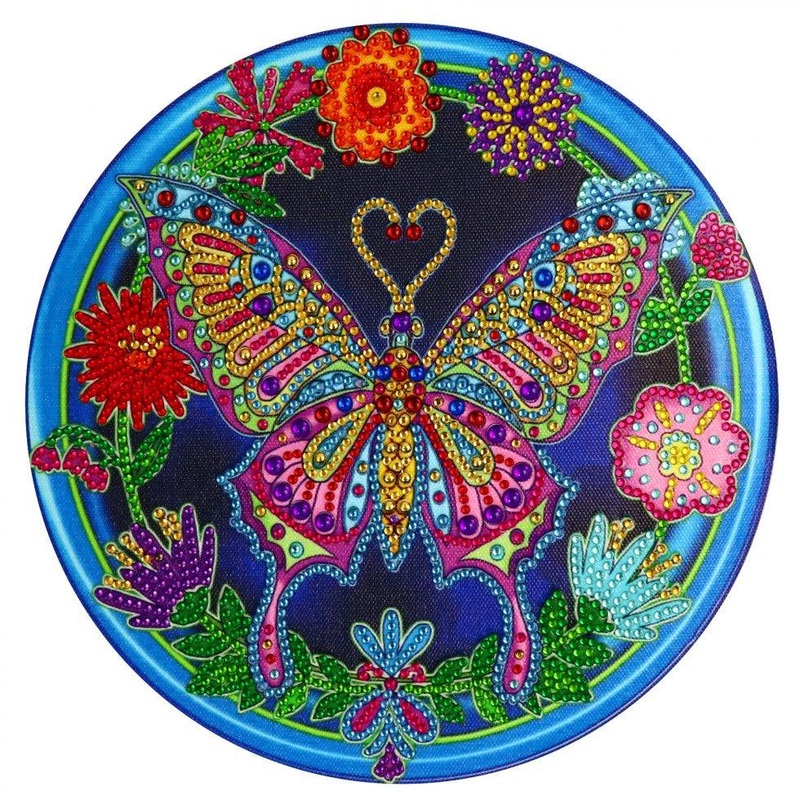 Papillon de Cristal avec Cadre Rond