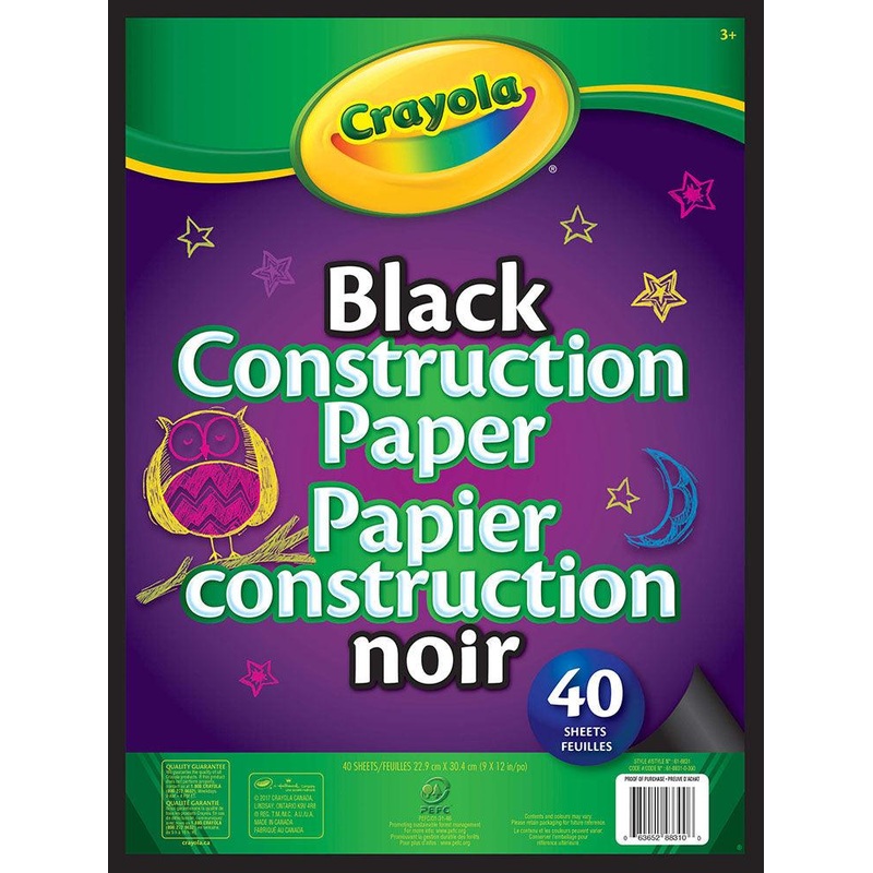 Bloc de 40 papier construction noir