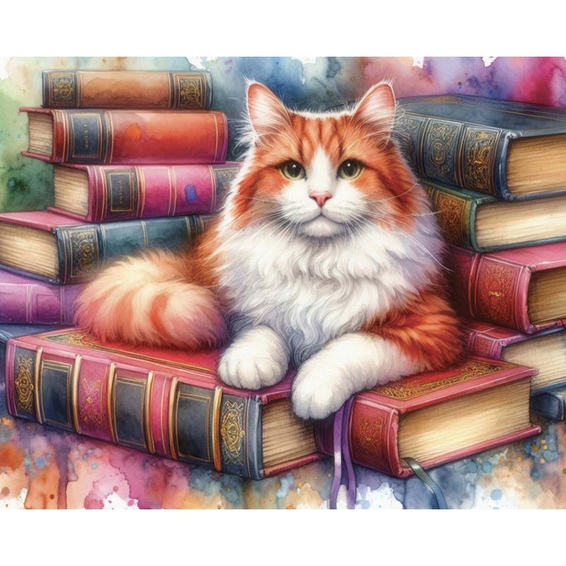 Broderie de diamant - Cat and Books