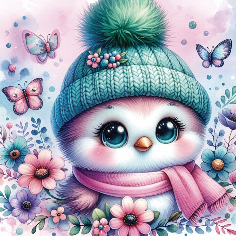 Broderie de diamant - Feathers and Pompom