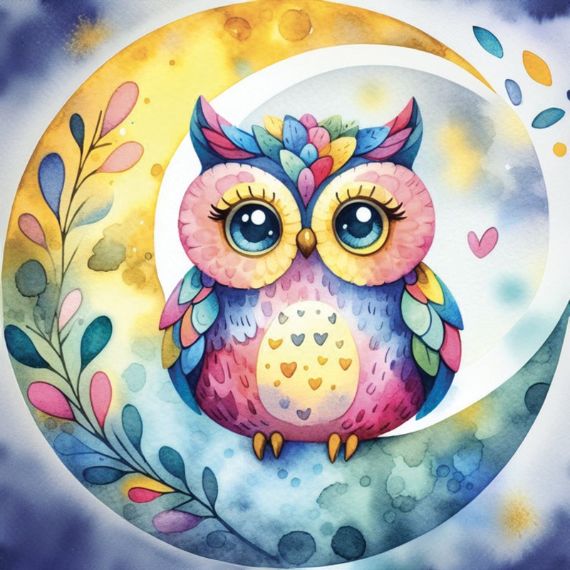 Broderie de diamant - Owl on Moon