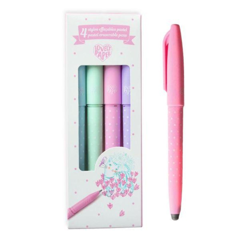 4 stylos effaables pastel