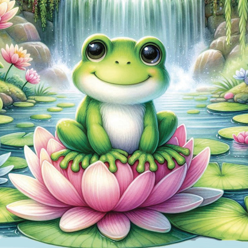 Broderie de diamant - Cute Frog - 30 x 30 cm