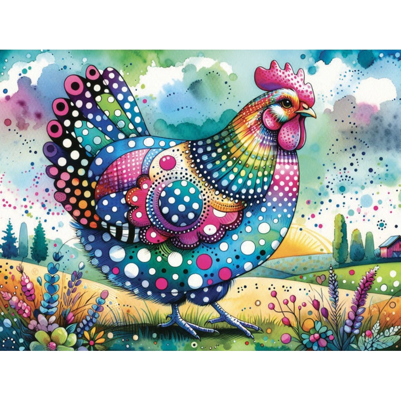 Broderie de diamant - Polka Plumage - 40 x 30 cm