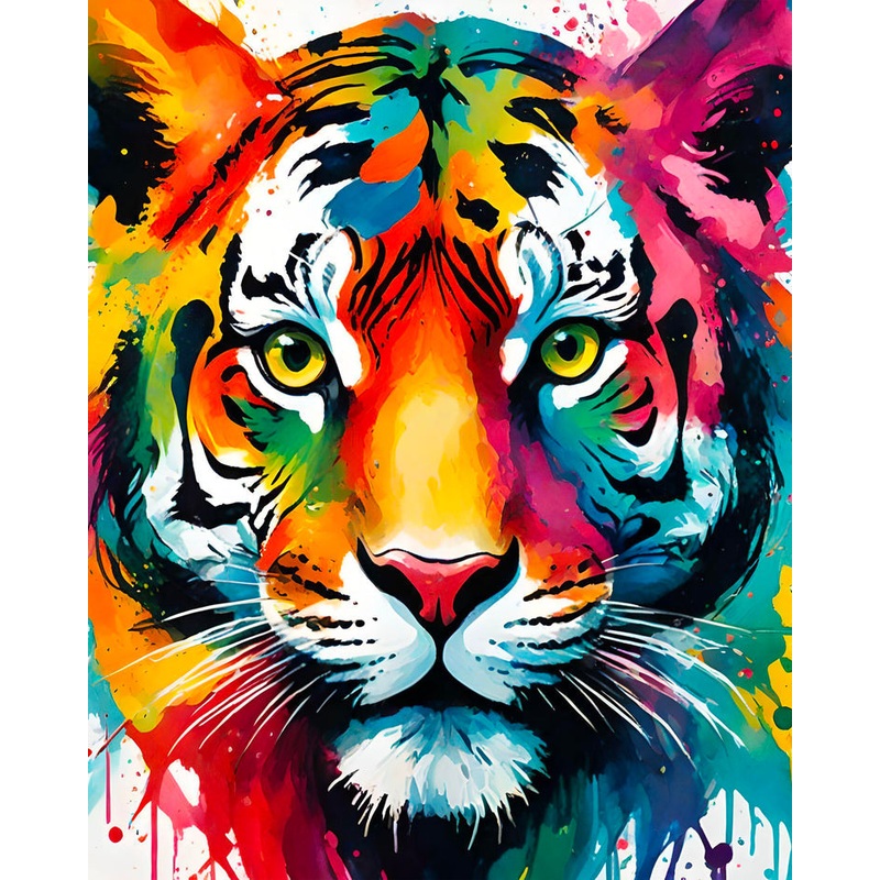 Broderie de diamant - Tiger Face - 40 x 50 cm