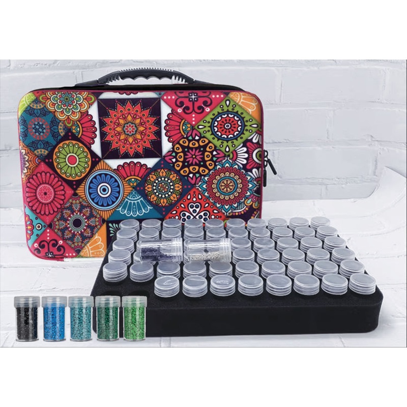 Valise de rangement  motifs quilt (60 bouteilles)