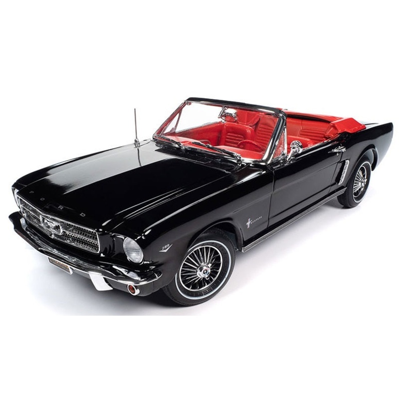 1/18 1964.5 Ford Mustang Convertible in Raven Black with Red Interior