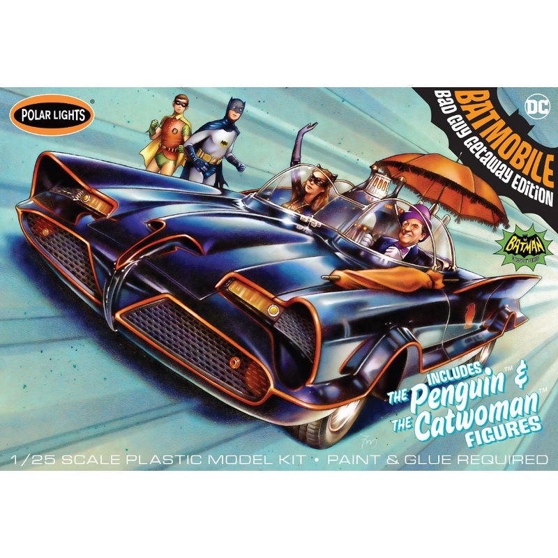 1/25 1966 Batmobile "Bad Guy Getaway Edition" with Penguin and Catwoman Figures