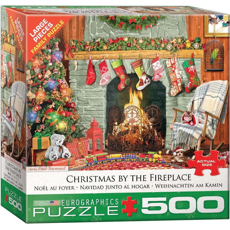Christmas by the Fireplace 500pc Large Piece Puzzle