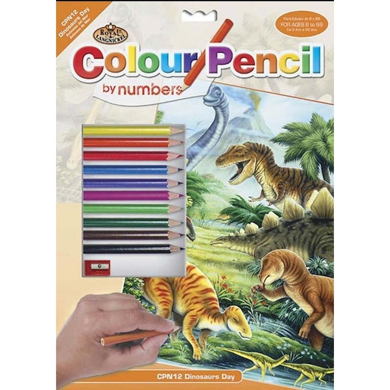 Royal Brush Pencil By Numbers Dinosaurs