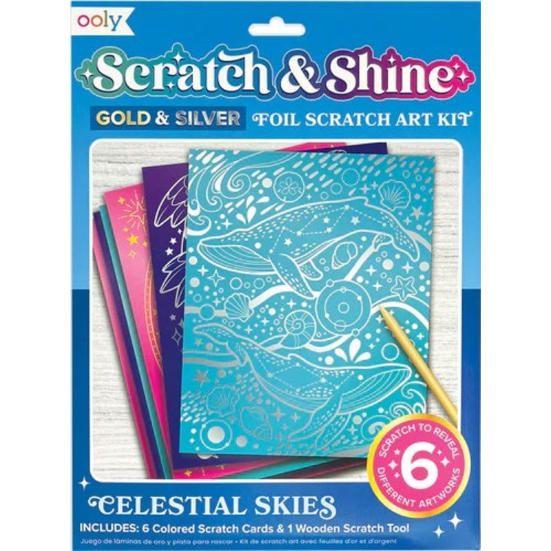 Scratch and Shine Foil Scratch Art Kit - Celestial Skies