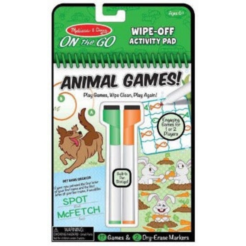 Animal Games Wipe - Off Activity Pad - On the Go Travel Activity