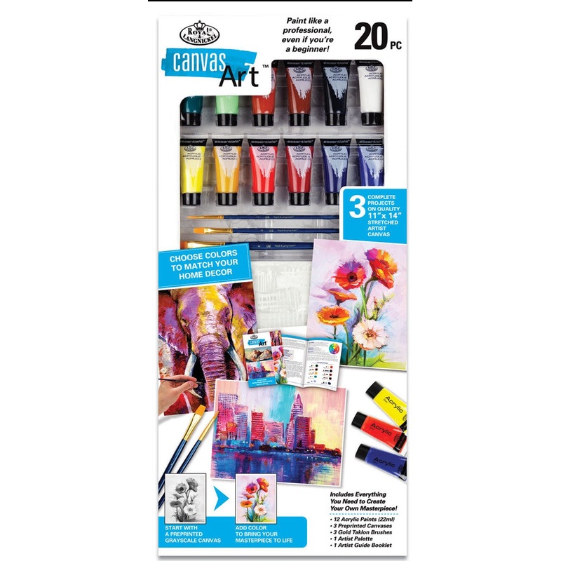 Royal Brush Canvas Art Elephants & Flowers