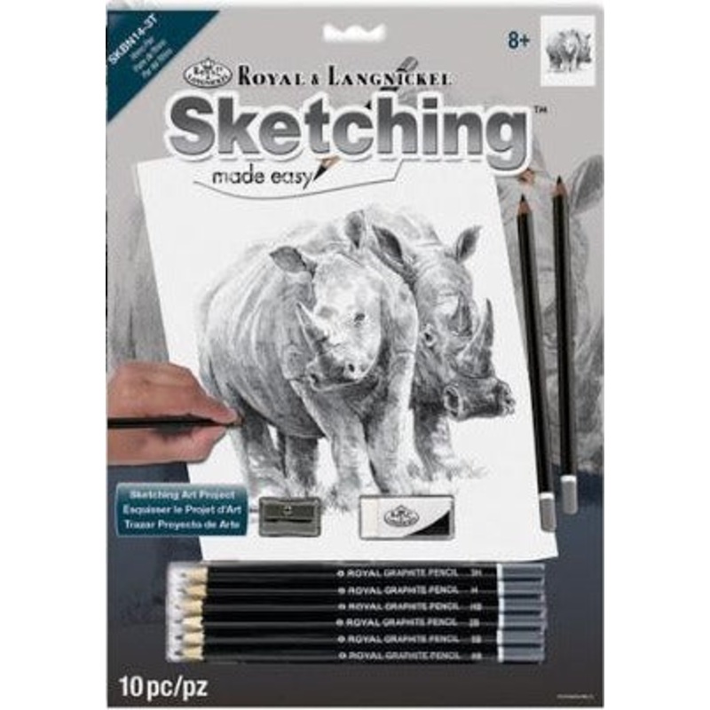 Royal Brush Sketch By Number Rhino Pair