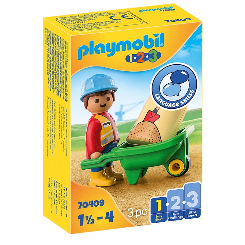 1 2 3 Construction Worker with Wheelbarro