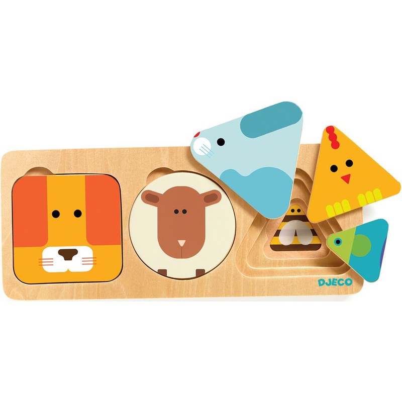 Djeco Wooden 3 layer Puzzle AnimaBasic