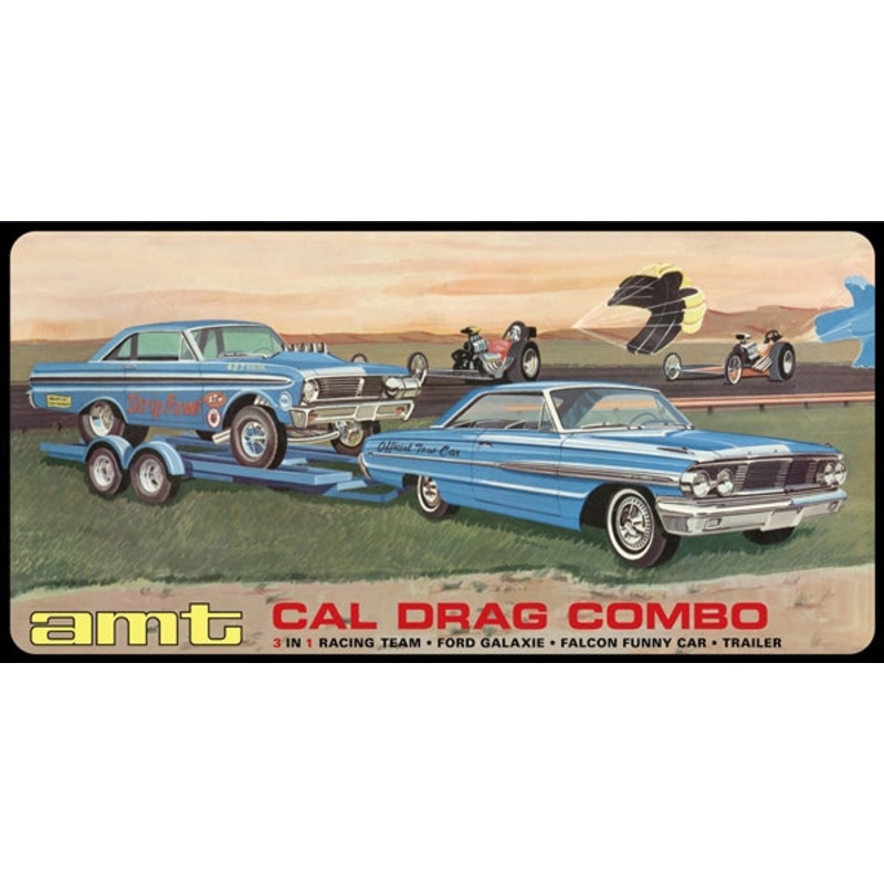 1/25 Cal Drag Combo Racing Team 1964 Galaxie and AWB Falcon with Trailer (3 'n 1)