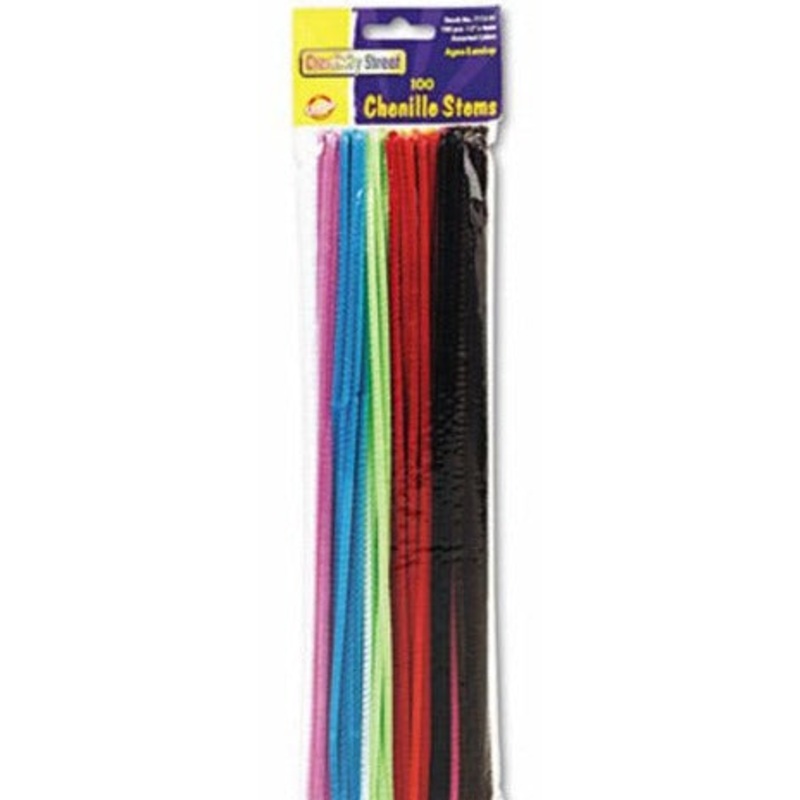 Chenille Kraft Regular Stems, Metal Wire, Assorted Colors Pack of 100