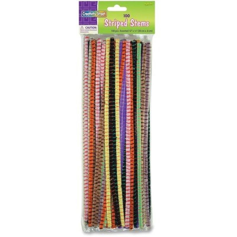 Chenille Striped Stems 12"x1/4" 100 Pcs