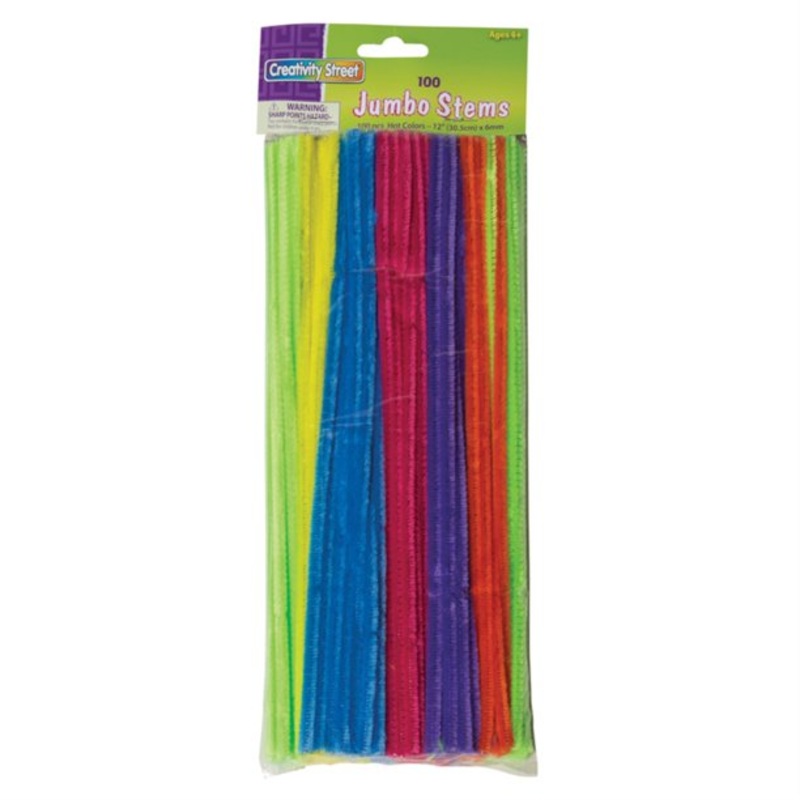 Jumbo Stems, Hot Assorted Colors, 12" x 6 mm Pack of 100