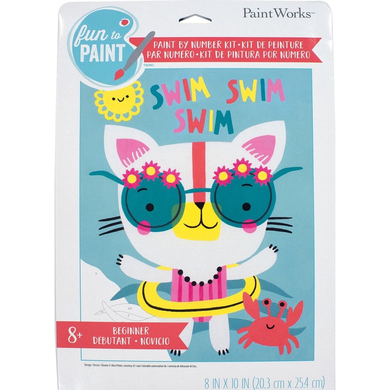 Paint By Number Swim Cat 8" x 10"