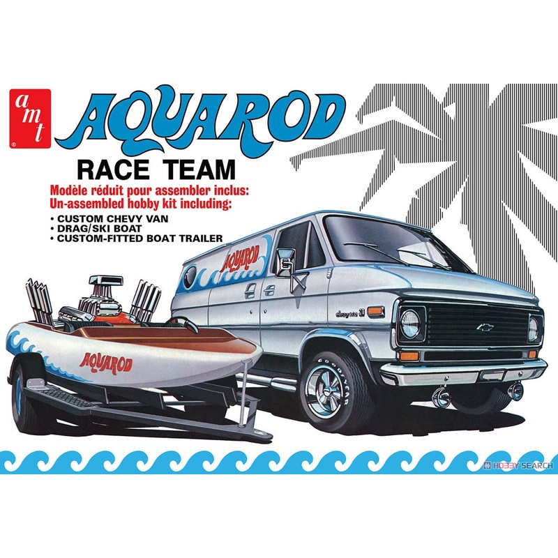 1/25 Aqua Rod Race Team 1975 Chevy Van Boat & Trailer