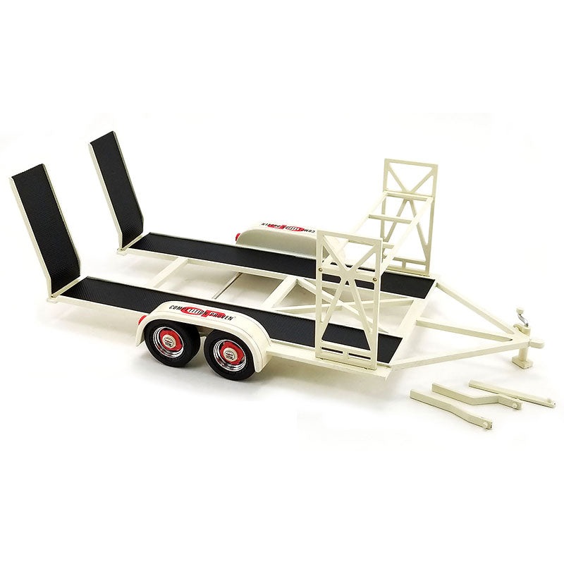 1/18 Tandem Car Trailer with Tire Rack Beige "Holman Moody - Competition Proven"