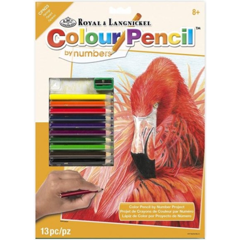 Royal Brush Color Pencil by Number Flamingo
