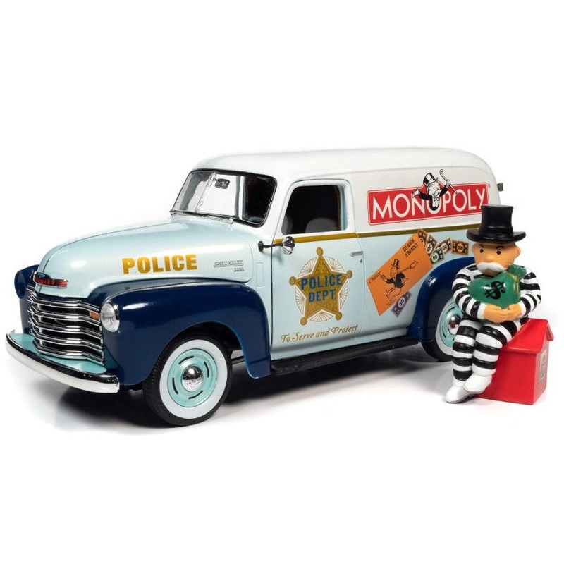 1/18 1948 Chevy Panel Police Van with Mr. Monopoly Figurine