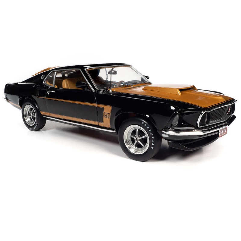 1/18 1969 Ford Mustang Fastback Black with Gold