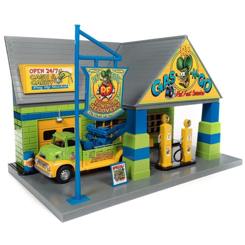 1/48 Rat Fink Garage with 1/32 Tow Truck Set
