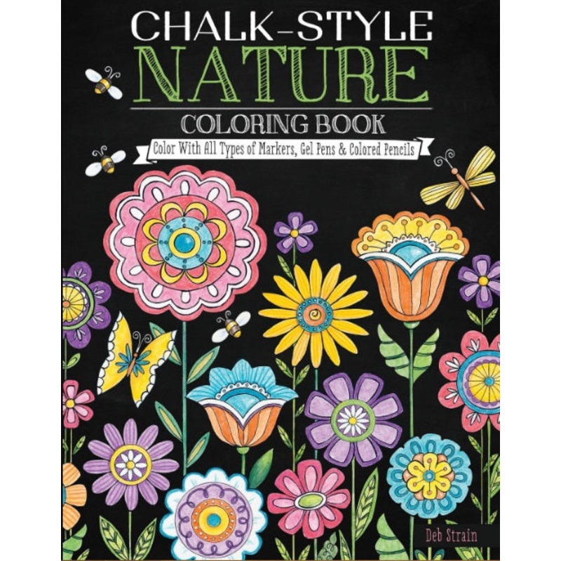 Nature Chalk-Style Coloring Book