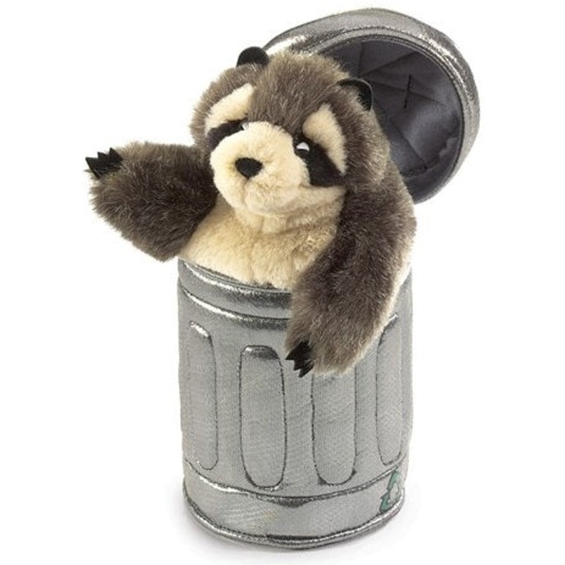 Raccoon in Garbage Can Hand Puppet