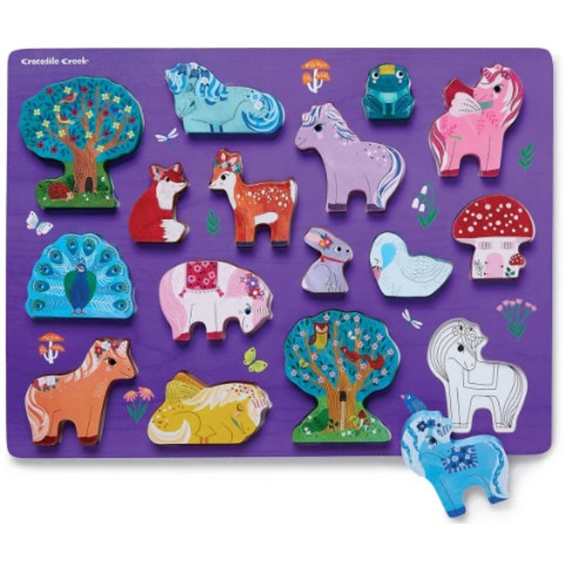 16-Piece Wood Puzzle - Unicorn Garden