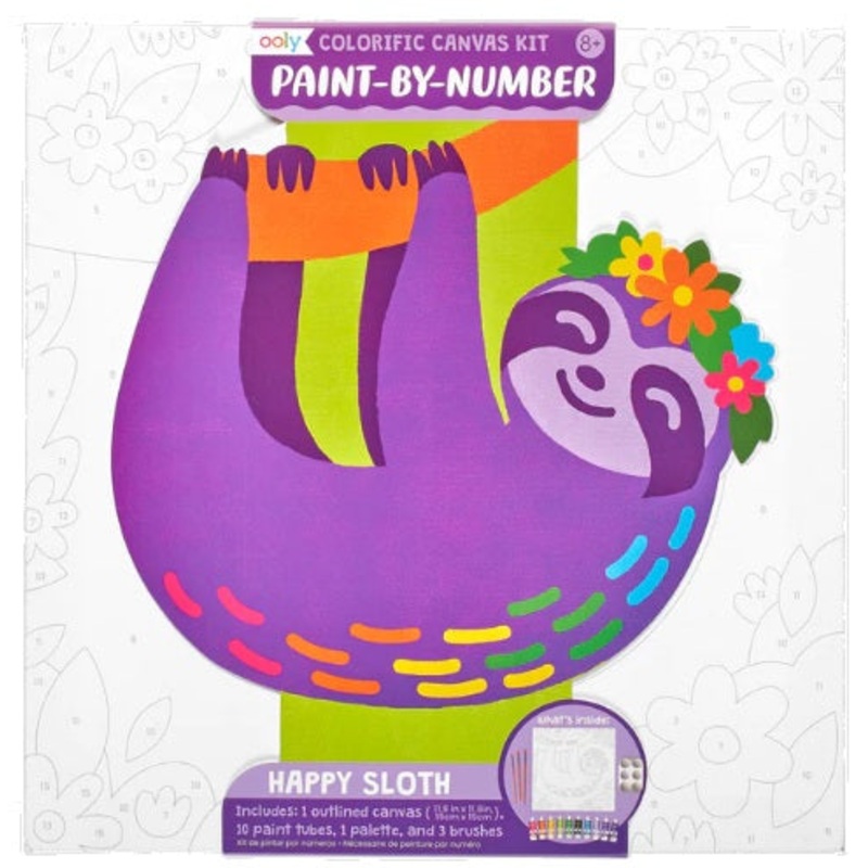 Colorific Canvas Paint by Number Kit - Happy Sloth