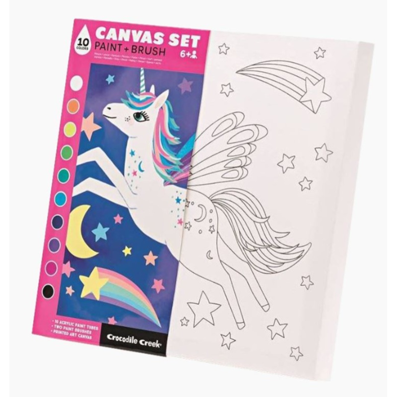 Unicorn Paint + Brush Canvas Set