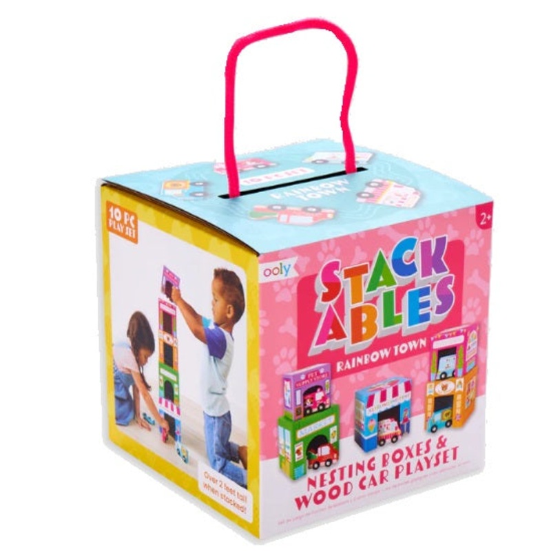 Stackables Nested Cardboard Toys and Cars Set - Rainbow Town