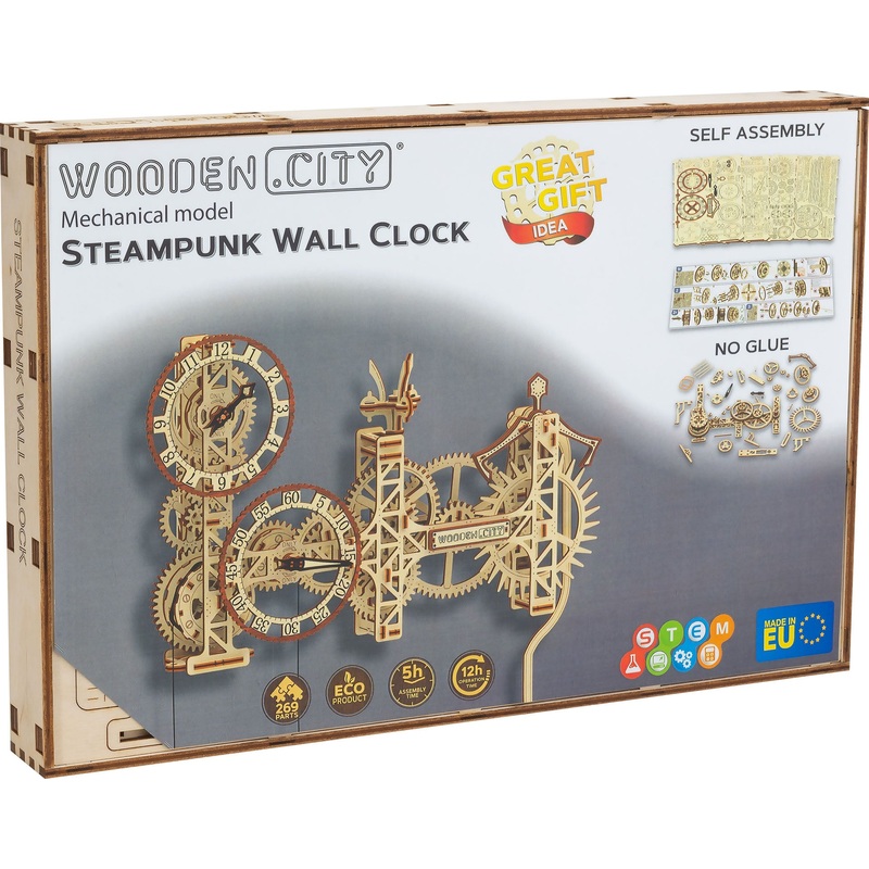 Wooden City Steampunk Wall Clock