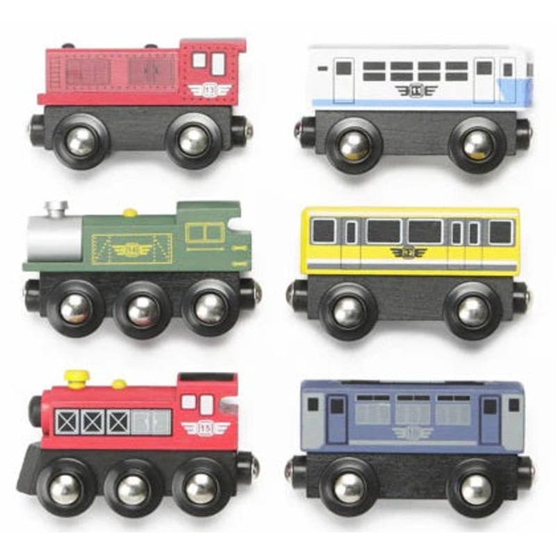 Wood Train Car Set 6pc